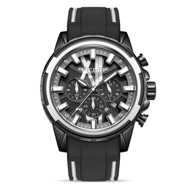 Men's Sports Alloy And Silicone Quartz Watch With Round Dial And Stainless Steel Buckle - Image 8