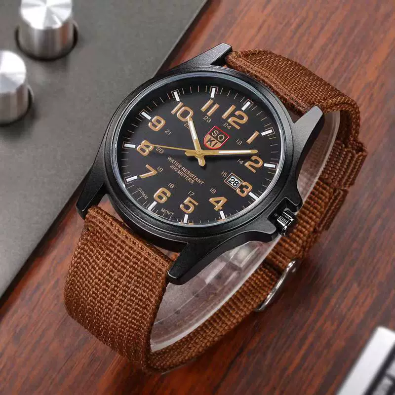 Men's Sports Alloy Casual Quartz Watch With Nylon Braided Belt And Round Dial