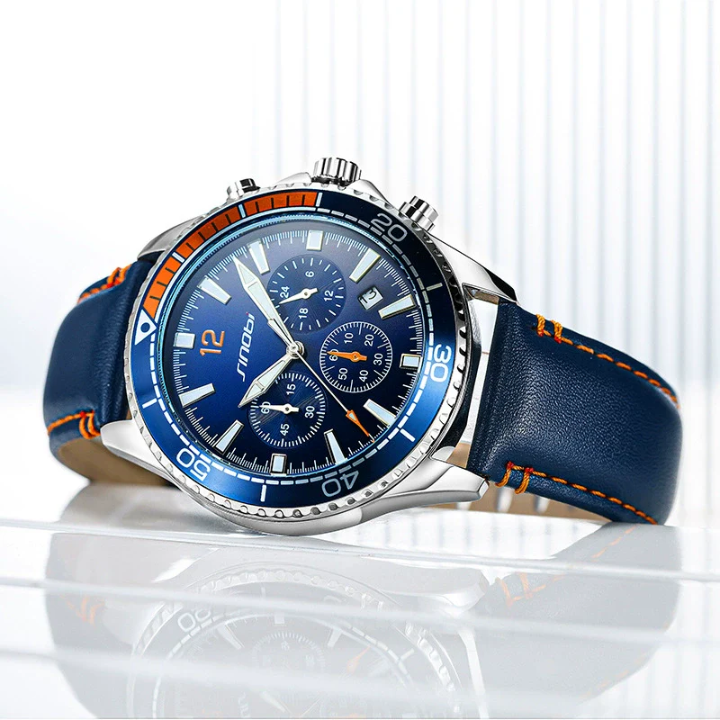 Men's Sports Casual Belt Watch Alloy Case Pu Strap Stainless Steel Buckle Round Dial - Image 3
