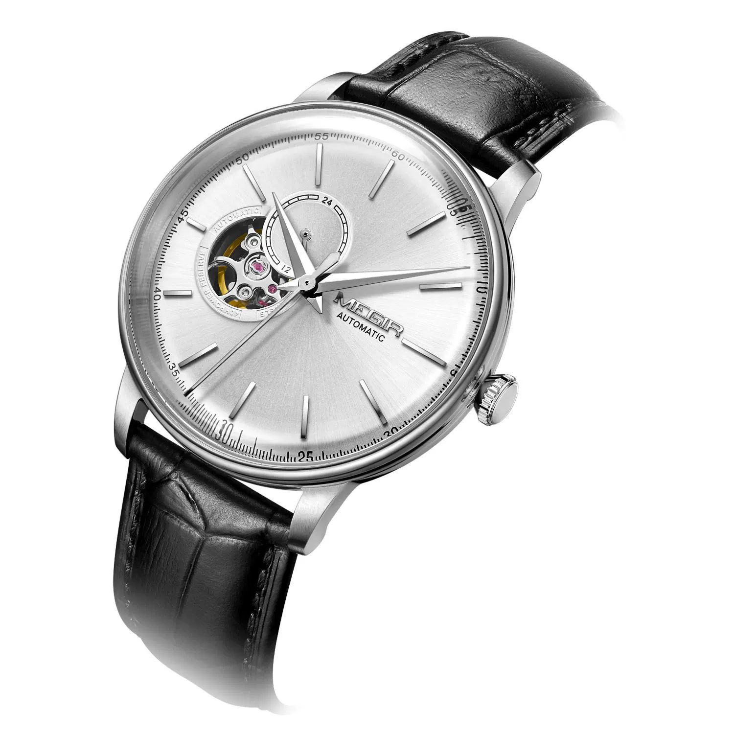 Men's Sports Mechanical Movement Watch Alloy Case Silicone Strap Round Dial Luminous Waterproof Business Style - Image 2