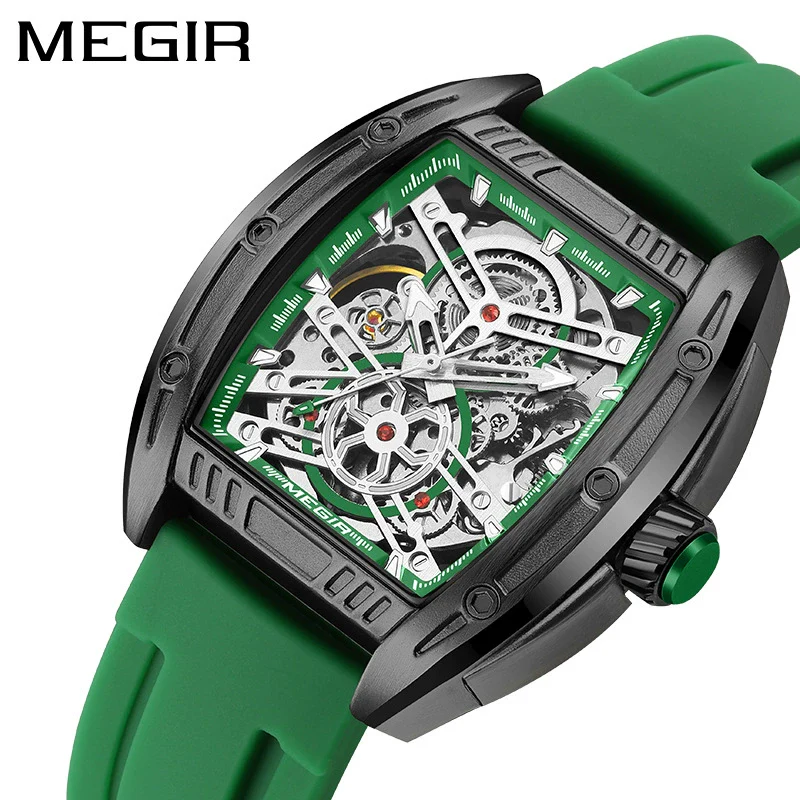 Men's Sports Mechanical Watch Alloy Case Silicone Strap Square Dial Luminous Waterproof - Image 4