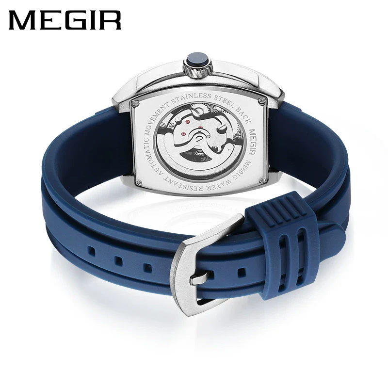 Men's Sports Mechanical Watch Alloy Case Silicone Strap Square Dial Luminous Waterproof - Image 5