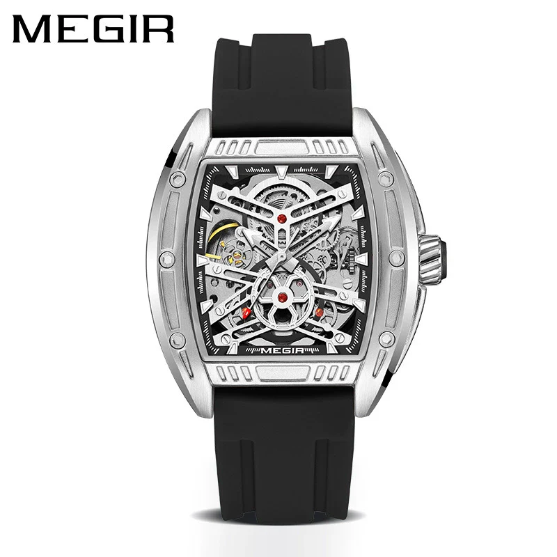 Men's Sports Mechanical Watch Alloy Case Silicone Strap Square Dial Luminous Waterproof - Image 7