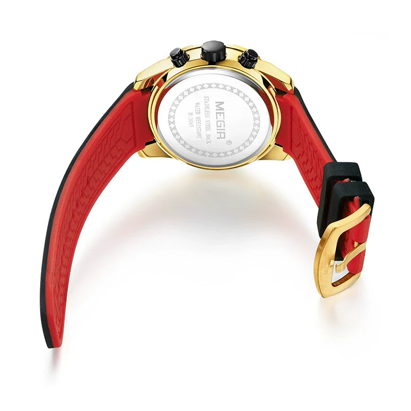 Men's Sports Multifunction Chronograph Calendar Watch Alloy Case Silicone Strap Round Dial - Image 4