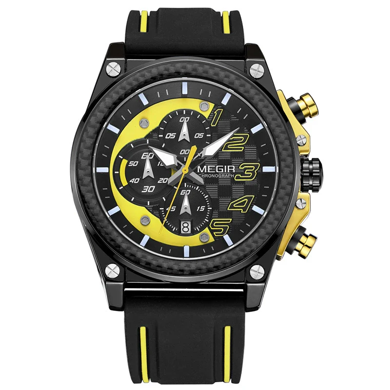 Men's Sports Multifunction Chronograph Quartz Watch Alloy Case Stainless Steel Clasp Silicone Strap Round Dial - Image 4