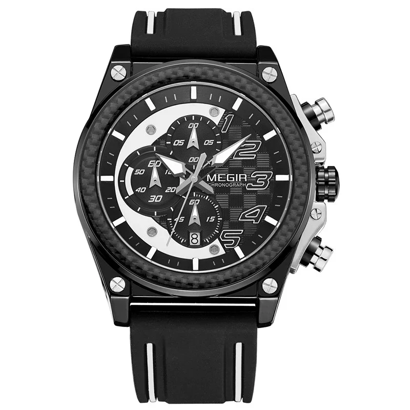 Men's Sports Multifunction Chronograph Quartz Watch Alloy Case Stainless Steel Clasp Silicone Strap Round Dial - Image 5