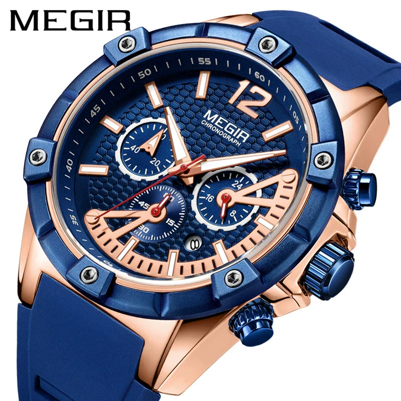 Men's Sports Multifunctional Calendar Waterproof Quartz Watch Alloy Case Silicone Strap Mineral Strengthened Glass Mirror Round Dial