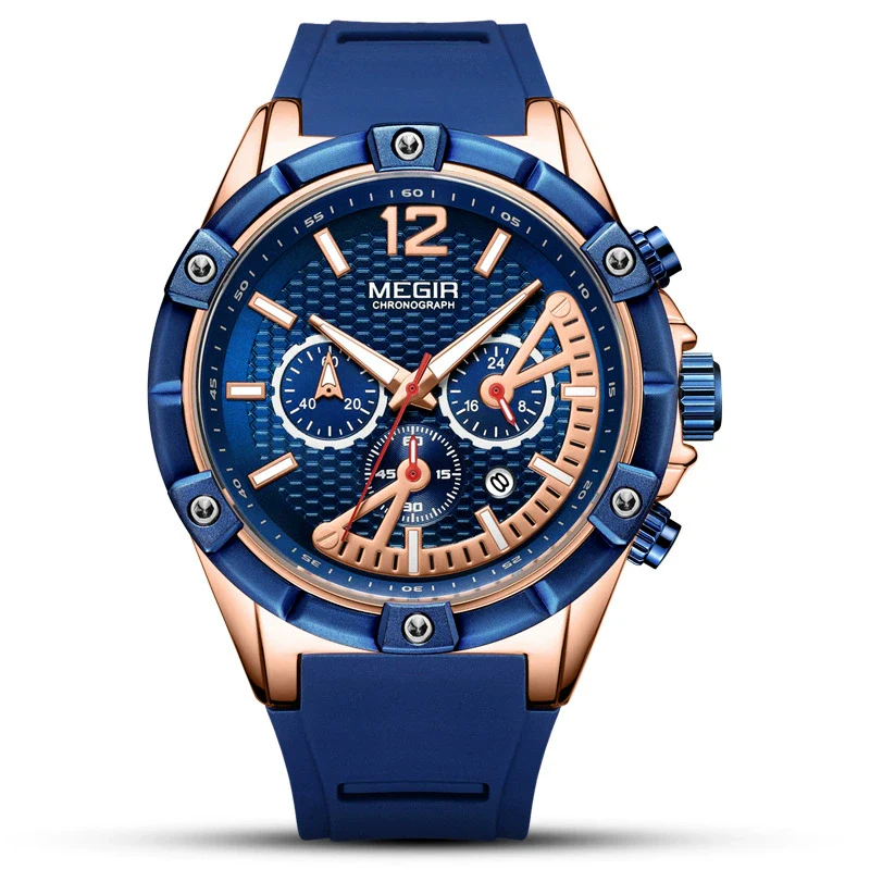 Men's Sports Multifunctional Calendar Waterproof Quartz Watch Alloy Case Silicone Strap Mineral Strengthened Glass Mirror Round Dial - Image 2