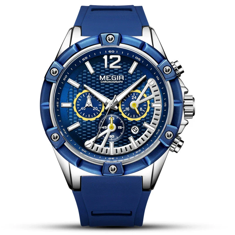 Men's Sports Multifunctional Calendar Waterproof Quartz Watch Alloy Case Silicone Strap Mineral Strengthened Glass Mirror Round Dial - Image 4