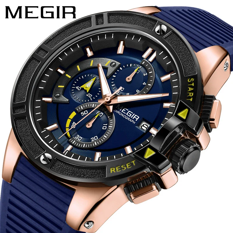 Men's Sports Multifunctional Chronograph Quartz Watch Alloy Case Silicone Strap Mineral Strengthened Glass Mirror Round Dial