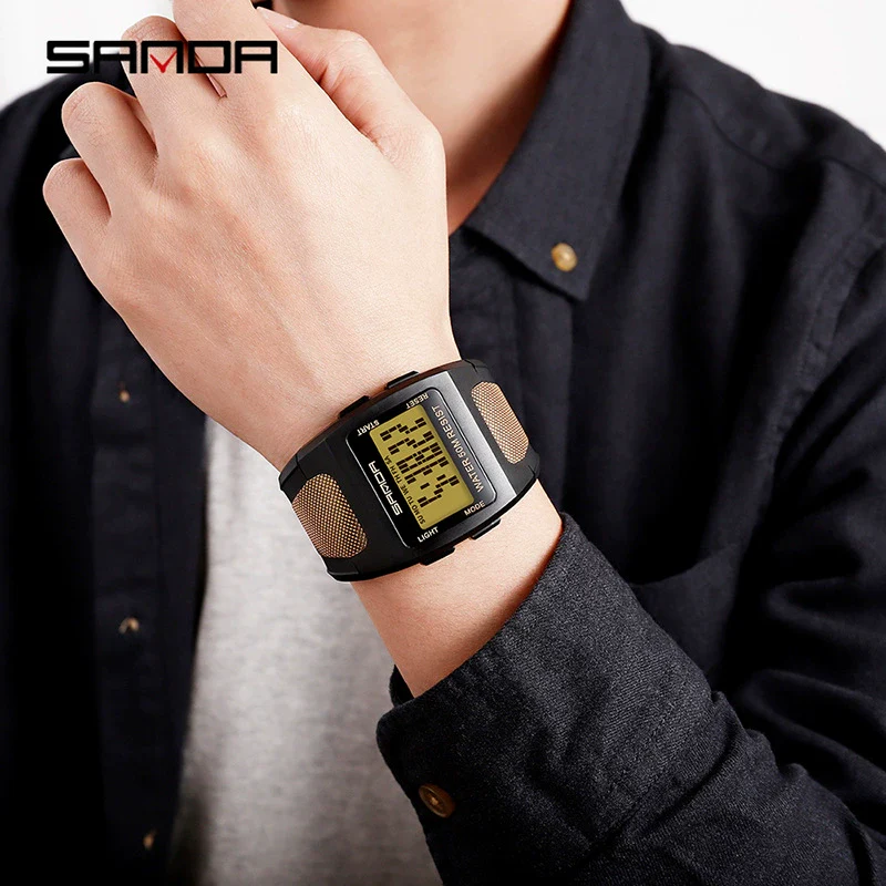 Men's Sports Outdoor Watch Resin Case Square Dial Mineral Reinforced Mirror - Image 2