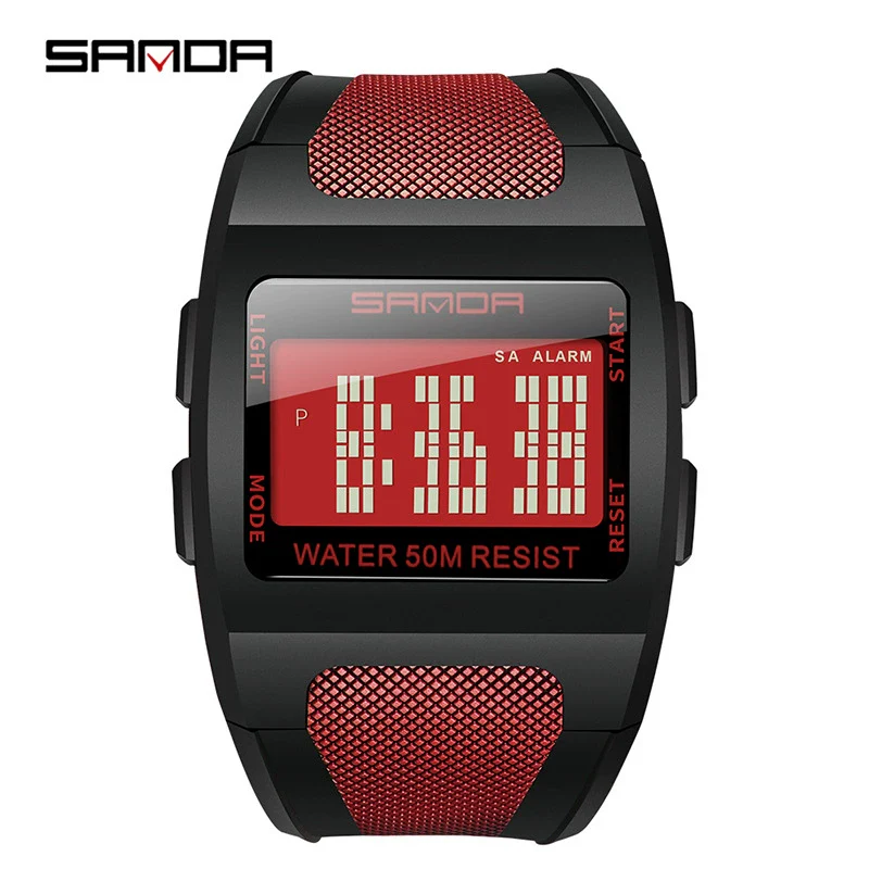 Men's Sports Outdoor Watch Resin Case Square Dial Mineral Reinforced Mirror - Image 4