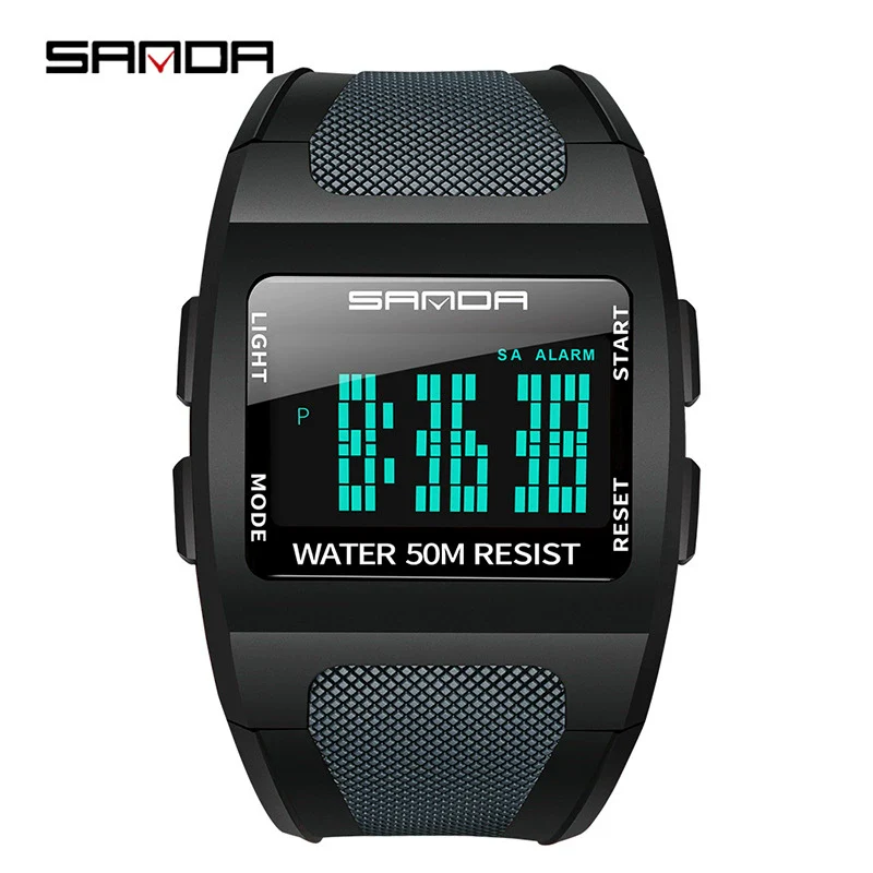 Men's Sports Outdoor Watch Resin Case Square Dial Mineral Reinforced Mirror - Image 6