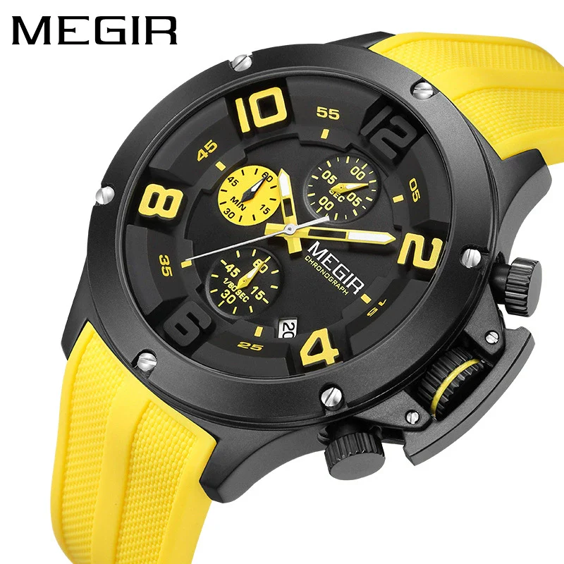 Men's Sports Quartz Watch Alloy Case Mineral Reinforced Glass Mirror Silicone Strap Stainless Steel Buckle Round Dial