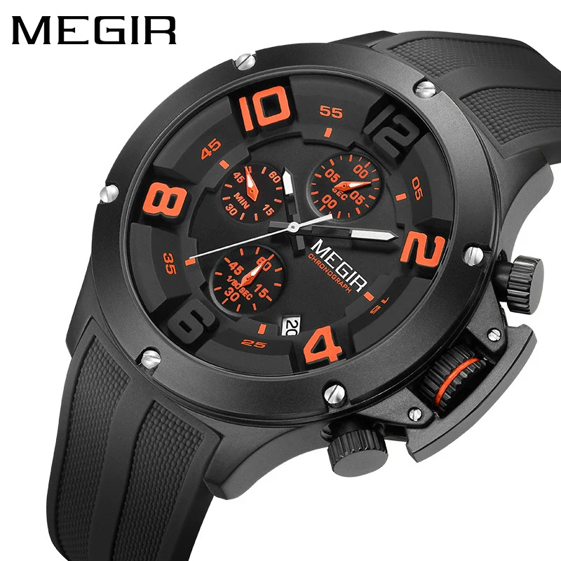 Men's Sports Quartz Watch Alloy Case Mineral Reinforced Glass Mirror Silicone Strap Stainless Steel Buckle Round Dial - Image 3