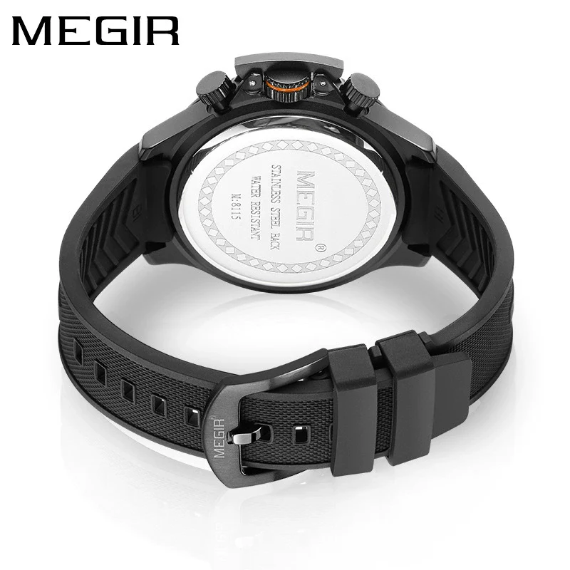 Men's Sports Quartz Watch Alloy Case Mineral Reinforced Glass Mirror Silicone Strap Stainless Steel Buckle Round Dial - Image 5