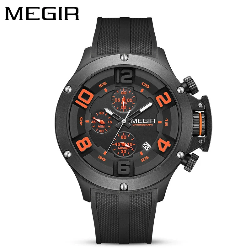 Men's Sports Quartz Watch Alloy Case Mineral Reinforced Glass Mirror Silicone Strap Stainless Steel Buckle Round Dial - Image 6