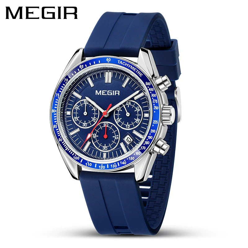 Men's Sports Watch Alloy Case Silicone Strap Mineral Reinforced Glass Mirror Round Dial Waterproof - Image 3