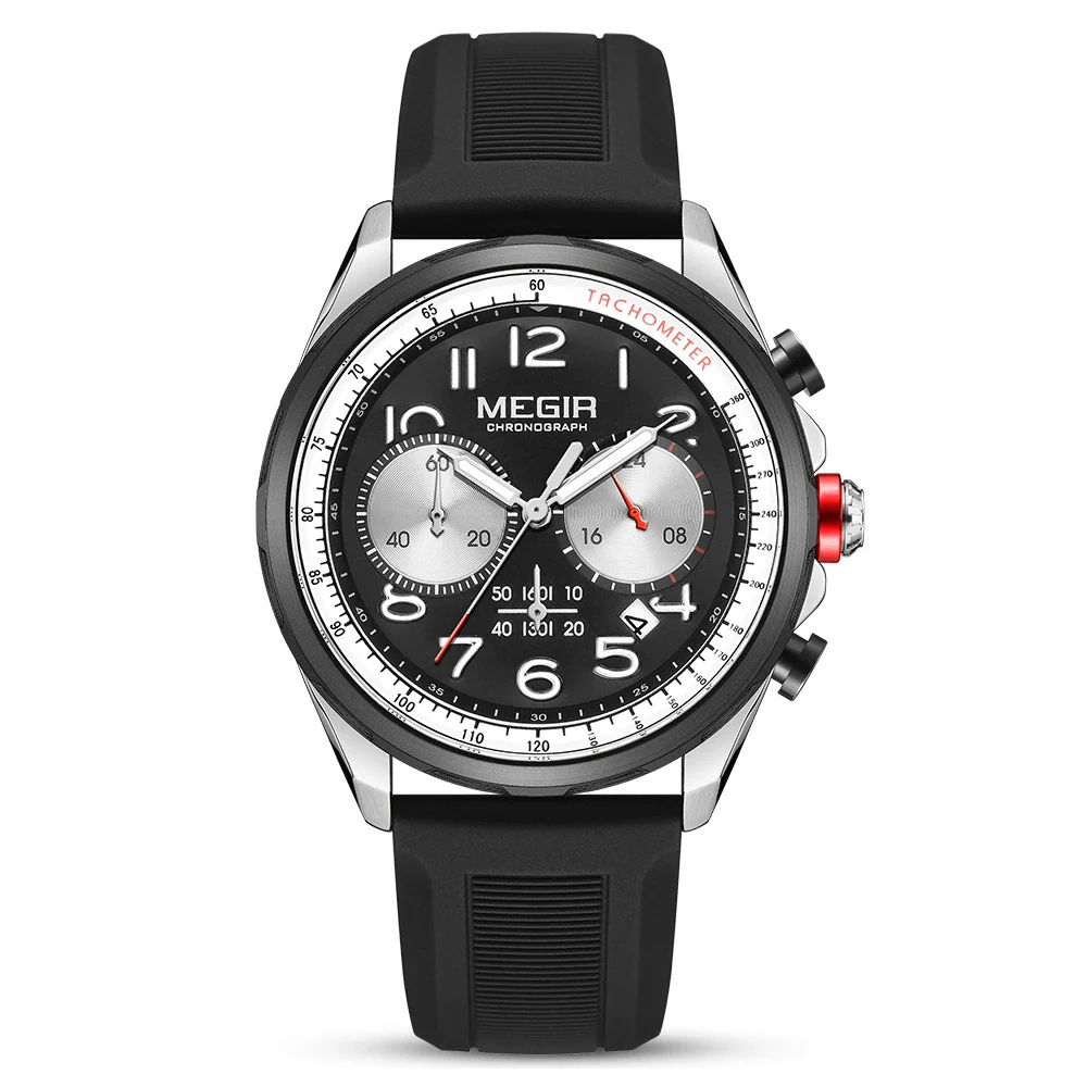 Men's Sports Watch Alloy Case Silicone Strap Stainless Steel Buckle Round Dial - Image 10
