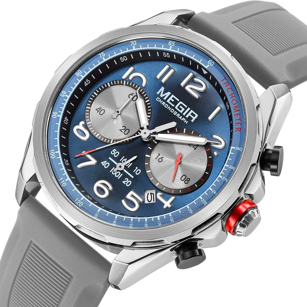 Men's Sports Watch Alloy Case Silicone Strap Stainless Steel Buckle Round Dial - Image 3