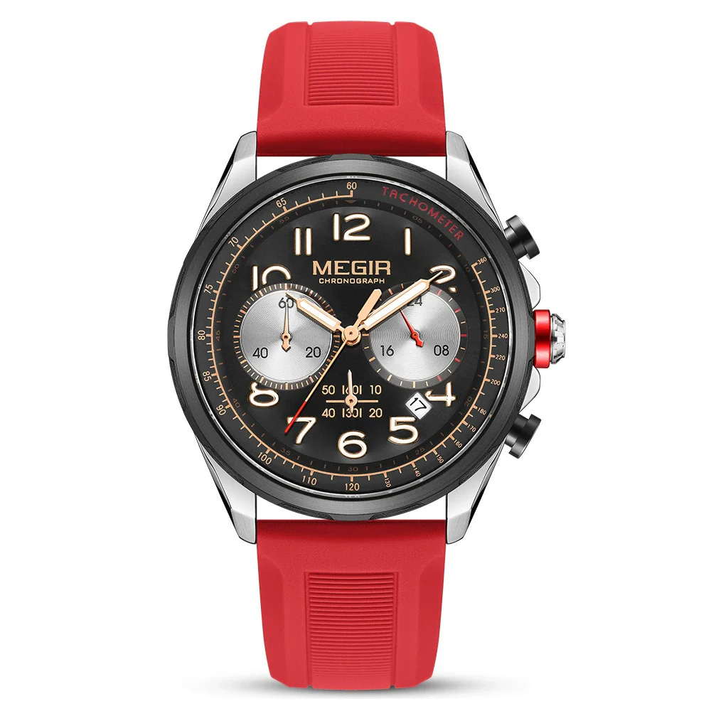 Men's Sports Watch Alloy Case Silicone Strap Stainless Steel Buckle Round Dial - Image 8