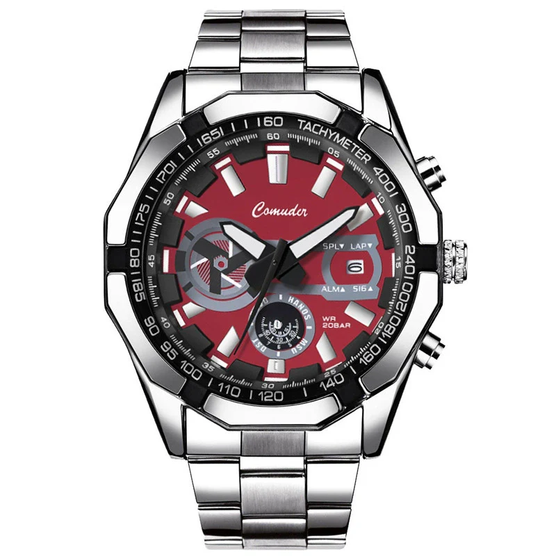 Men's Sports Watch Alloy Stainless Steel Round Dial Waterproof Luminous Onion Crown - Image 3