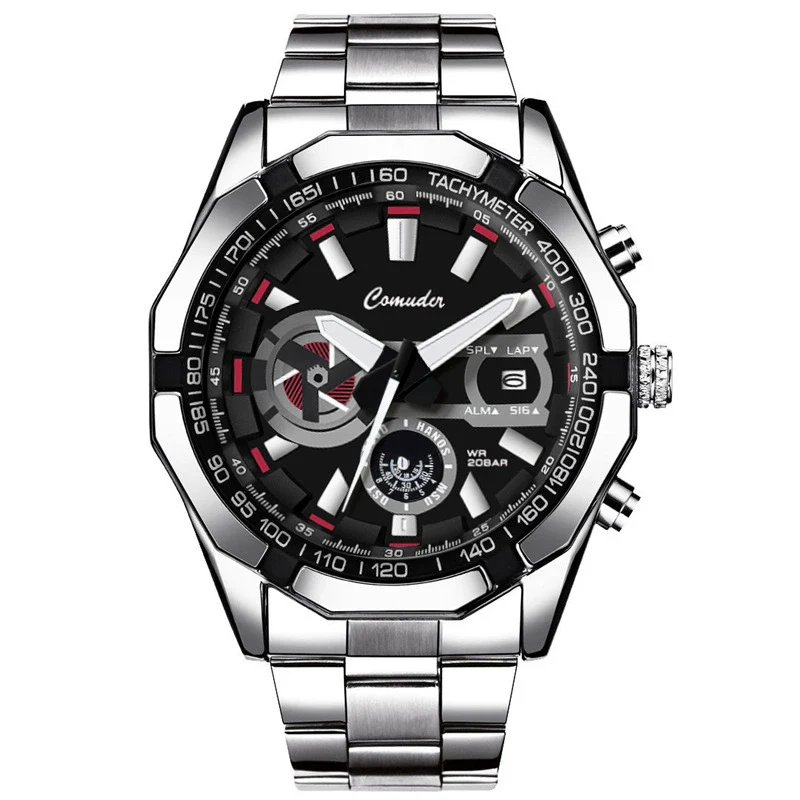 Men's Sports Watch Alloy Stainless Steel Round Dial Waterproof Luminous Onion Crown - Image 5
