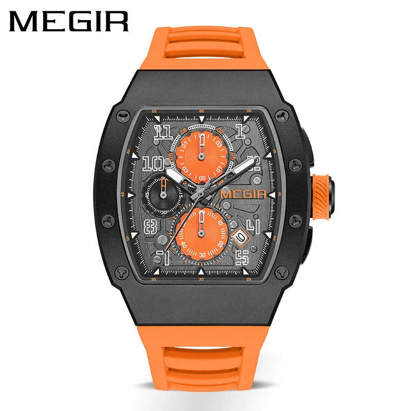 Men's Sports Watch Barrelshaped 316 Stainless Steel Case Silicone Strap Mineral Reinforced Glass Mirror - Image 10