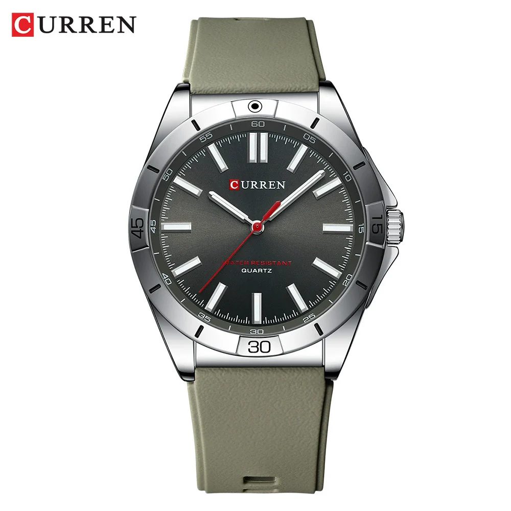 Men's Sports Watch Metal Case Silicone Strap Stainless Steel Buckle Round Dial Quartz Glass Mirror - Image 2