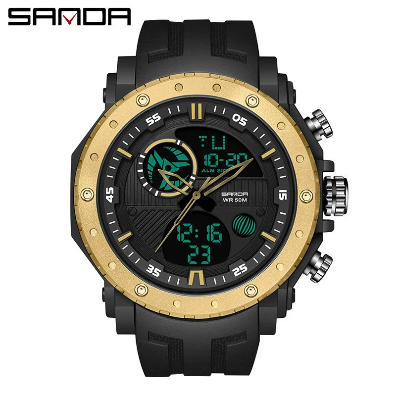 Men's Sports Watch Metal Case Silicone Strap Stainless Steel Clasp Round Dial Multifunctional Chronograph Luminous Waterproof - Image 9