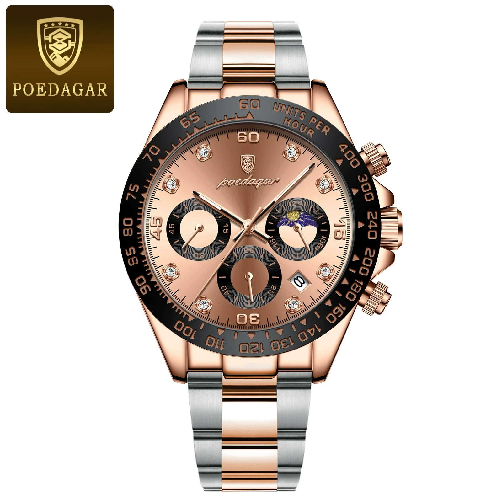 Men's Sports Waterproof Alloy Case Stainless Steel Strap Quartz Watch With Round Dial - Image 3