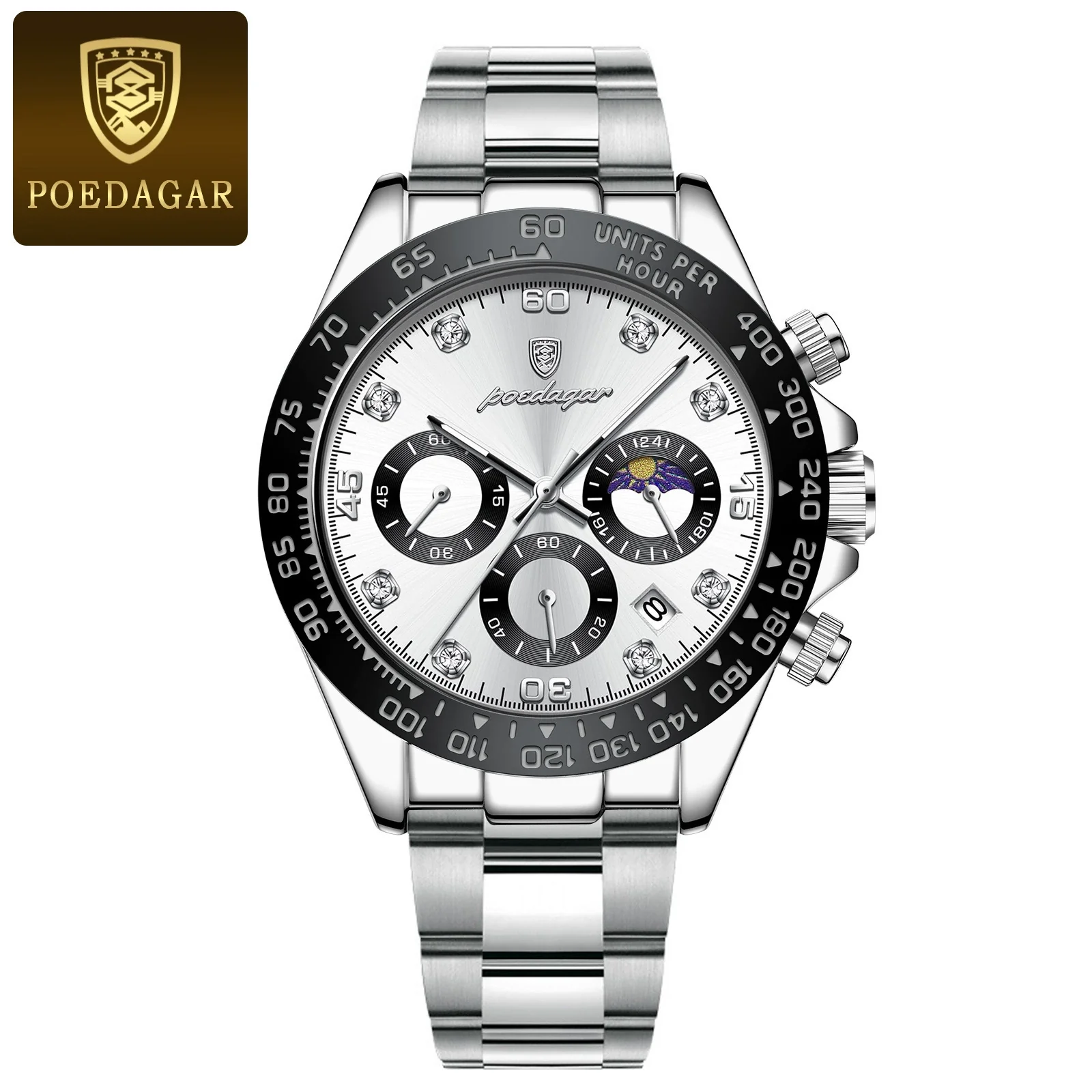 Men's Sports Waterproof Alloy Case Stainless Steel Strap Quartz Watch With Round Dial - Image 5