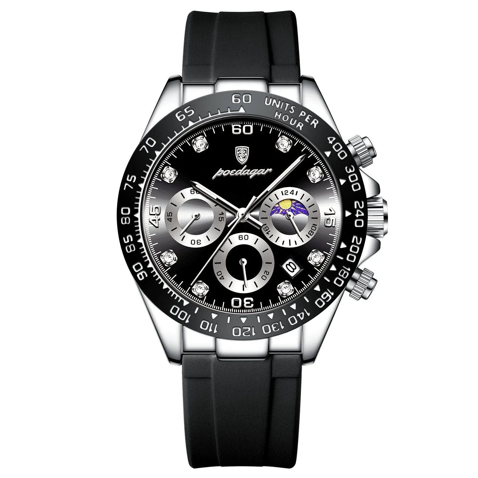 Men's Sports Waterproof Alloy Case Stainless Steel Strap Quartz Watch With Round Dial - Image 8