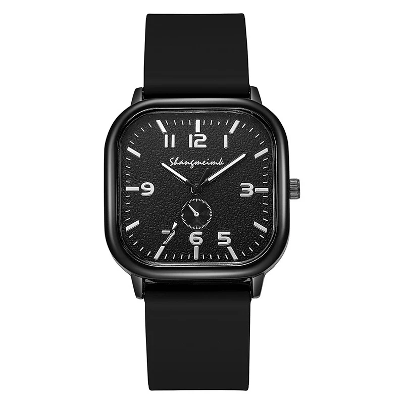 Men's Square Alloy Case And Silicone Strap Fashion Retro Quartz Watch With Stainless Steel Pin Buckle And Spiral Crown - Image 7