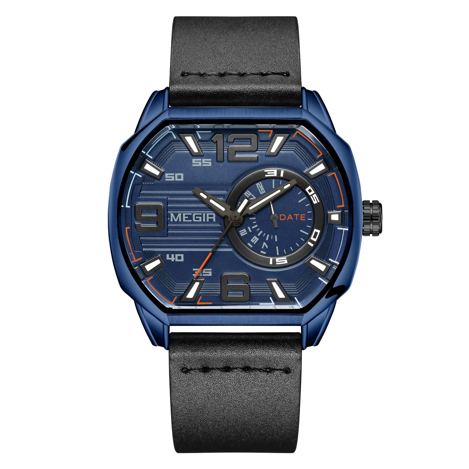 Men's Square Sports Watch Alloy Case Genuine Leather Strap Mineral Strengthened Glass Mirror Waterproof Luminous - Image 6