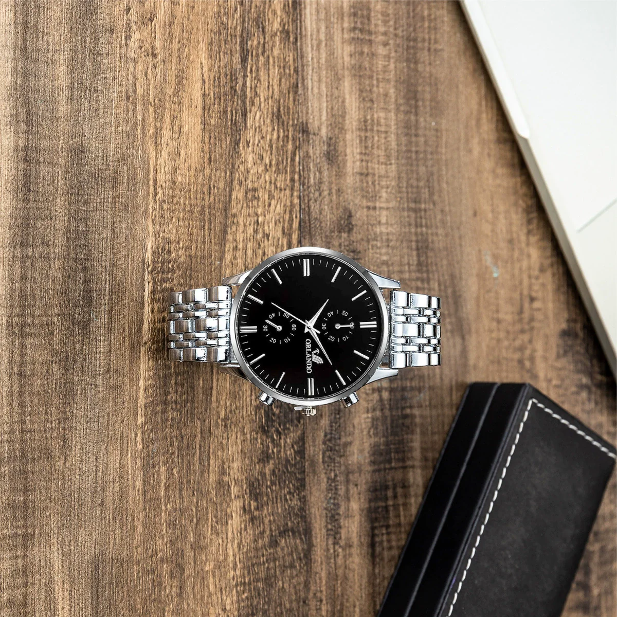 Men's Stainless Steel Alloy Quartz Watch And Bracelet Set Square Dial Leisure Style - Image 3