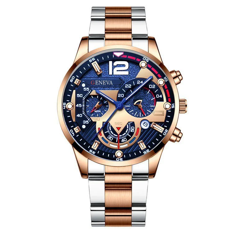 Men's Stainless Steel And Alloy Leisure Pointer Quartz Wrist Watch With Calendar And Printed Logo Round Dial - Image 10
