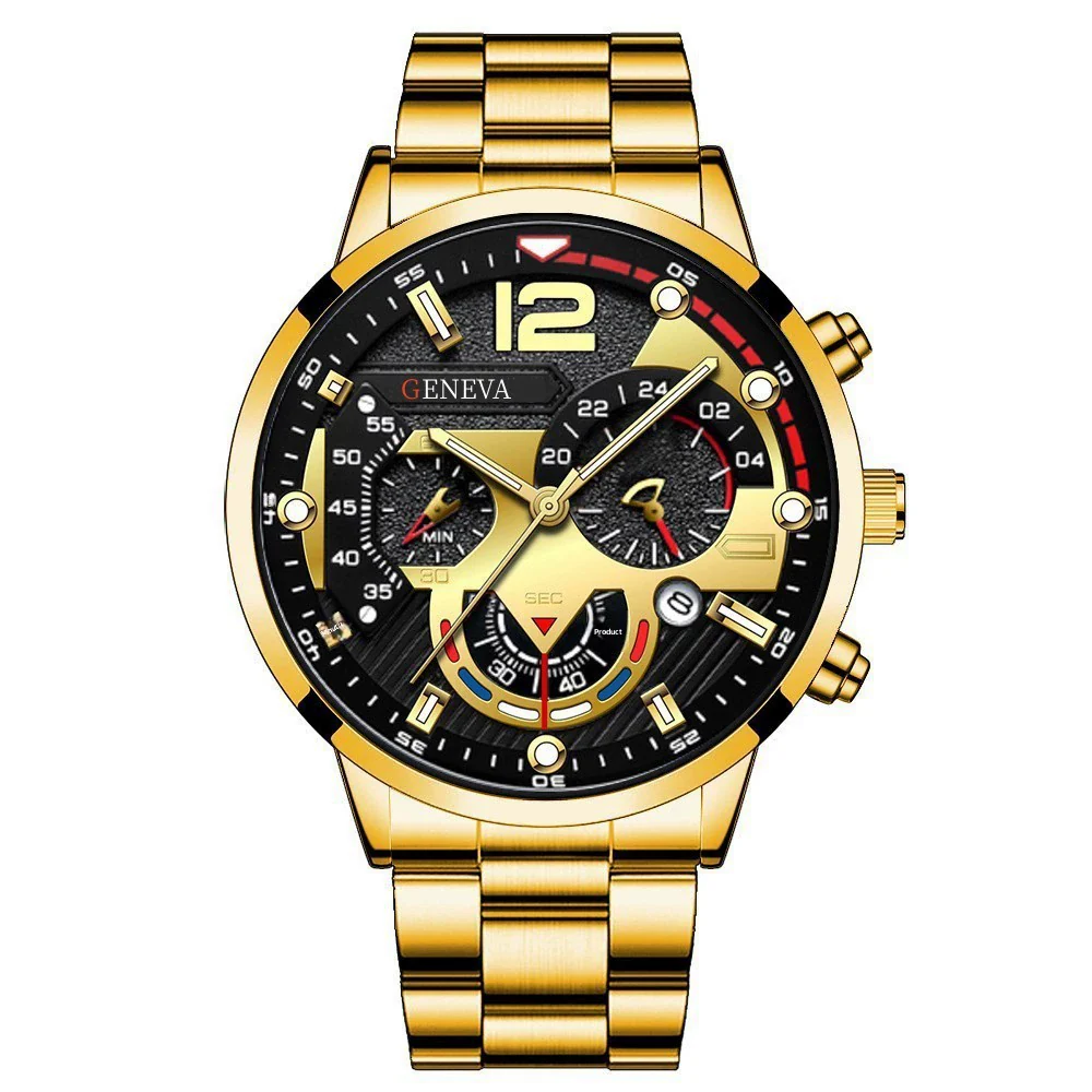 Men's Stainless Steel And Alloy Leisure Pointer Quartz Wrist Watch With Calendar And Printed Logo Round Dial - Image 3