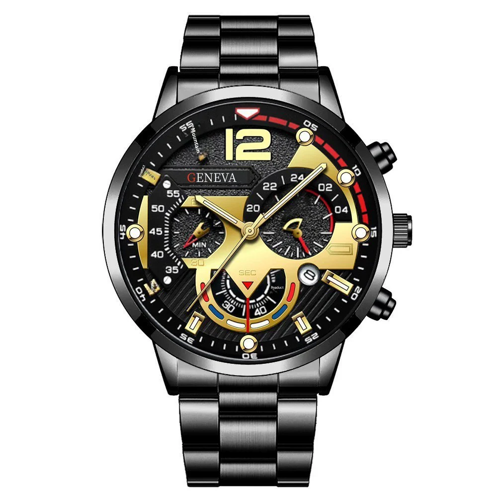 Men's Stainless Steel And Alloy Leisure Pointer Quartz Wrist Watch With Calendar And Printed Logo Round Dial - Image 6