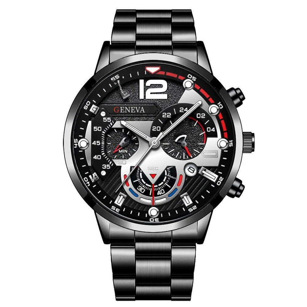 Men's Stainless Steel And Alloy Leisure Pointer Quartz Wrist Watch With Calendar And Printed Logo Round Dial - Image 7