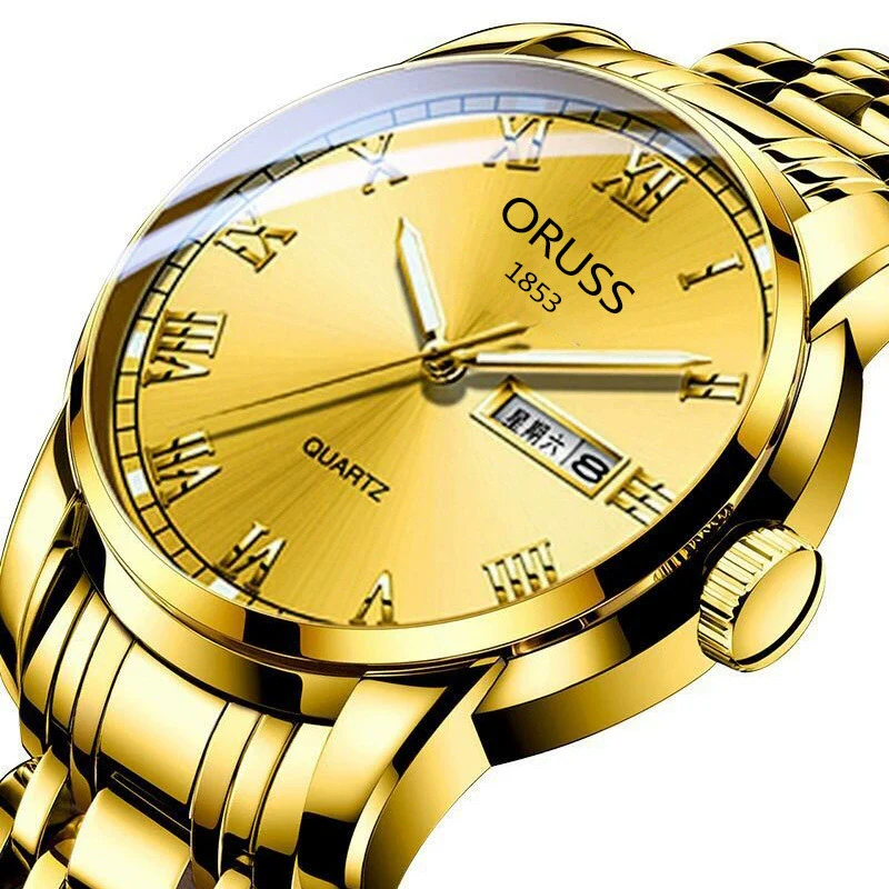 Men's Stainless Steel And Alloy Watch With Automatic Movement Waterproof Luminous Calendar Round Dial Spiral Crown Mineral Strengthened Glass Mirror