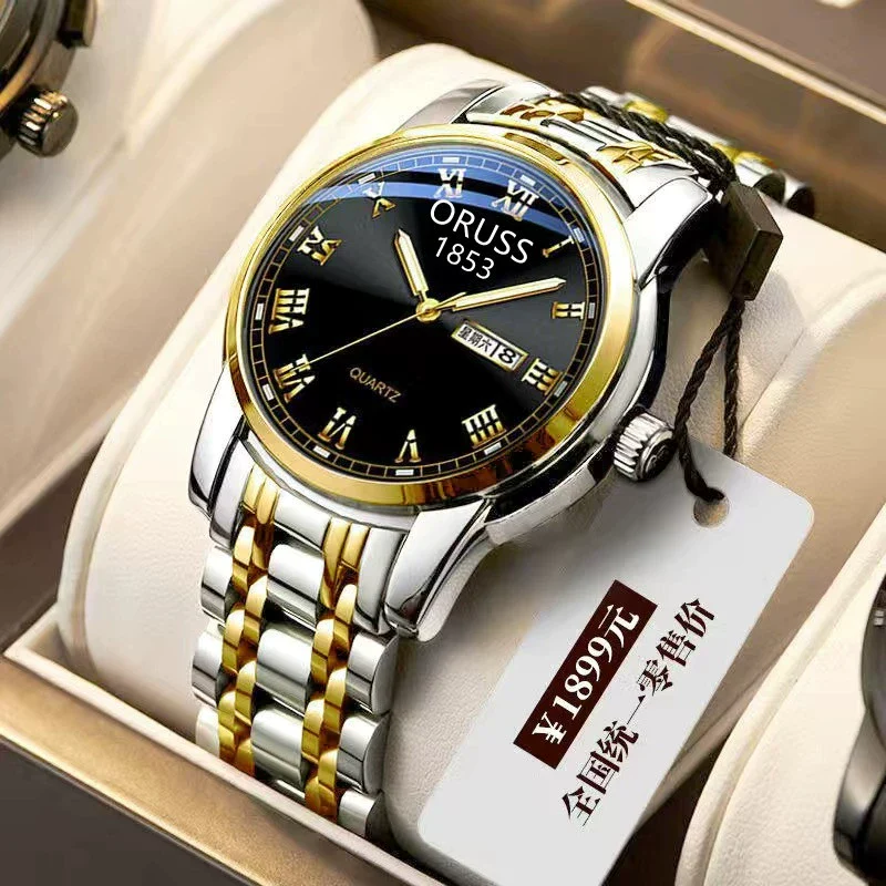 Men's Stainless Steel And Alloy Watch With Automatic Movement Waterproof Luminous Calendar Round Dial Spiral Crown Mineral Strengthened Glass Mirror - Image 12