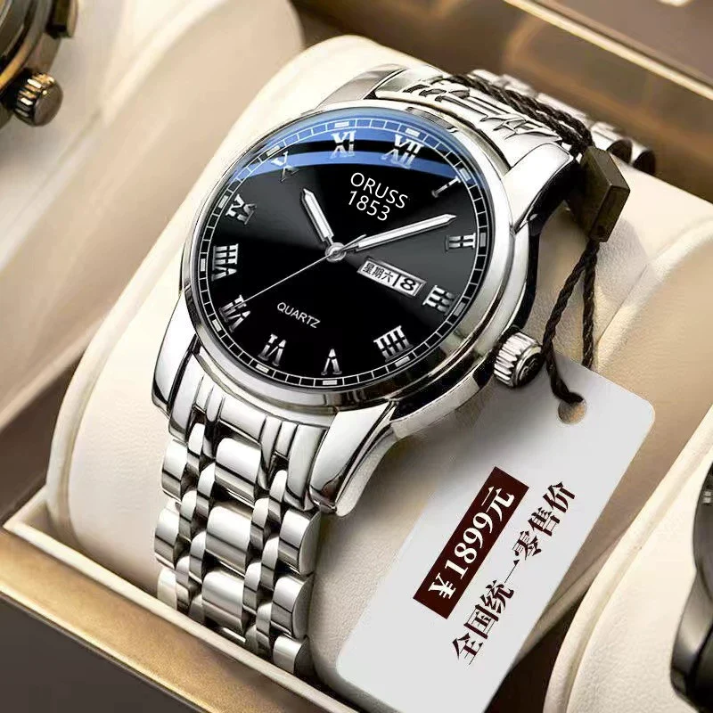 Men's Stainless Steel And Alloy Watch With Automatic Movement Waterproof Luminous Calendar Round Dial Spiral Crown Mineral Strengthened Glass Mirror - Image 13