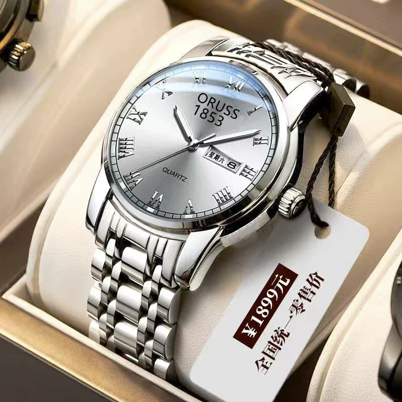 Men's Stainless Steel And Alloy Watch With Automatic Movement Waterproof Luminous Calendar Round Dial Spiral Crown Mineral Strengthened Glass Mirror - Image 14