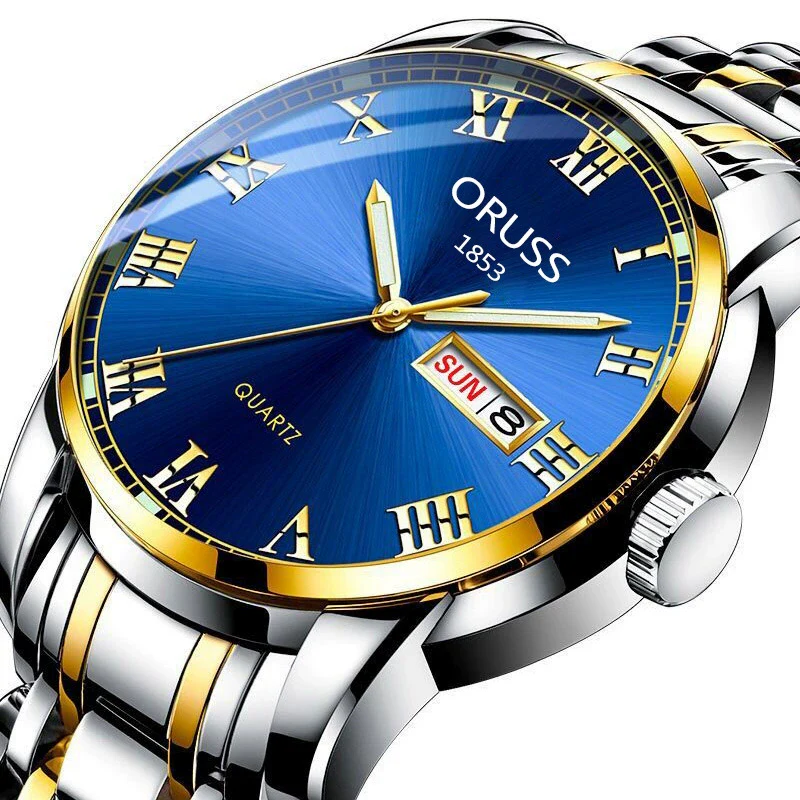 Men's Stainless Steel And Alloy Watch With Automatic Movement Waterproof Luminous Calendar Round Dial Spiral Crown Mineral Strengthened Glass Mirror - Image 2