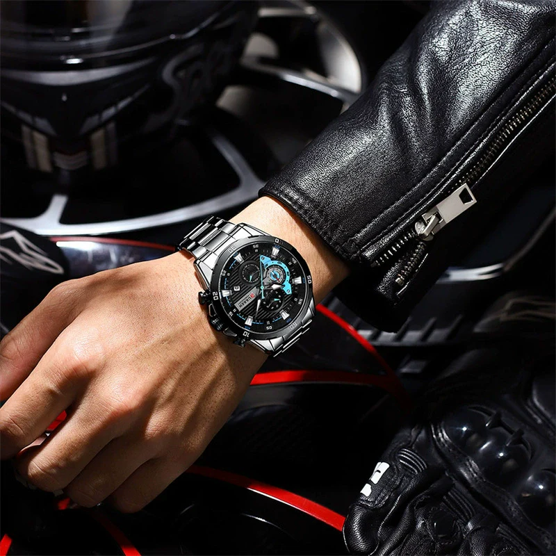 Men's Stainless Steel Band Quartz Motorcycle Disc Sixpin Leisure Watch - Image 4