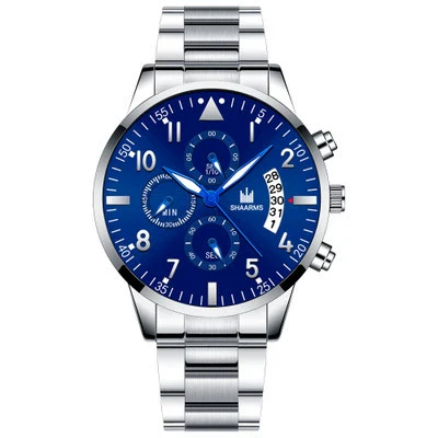 Men's Stainless Steel Business Quartz Watch With Round Dial And Fake Threeeye Design - Image 17