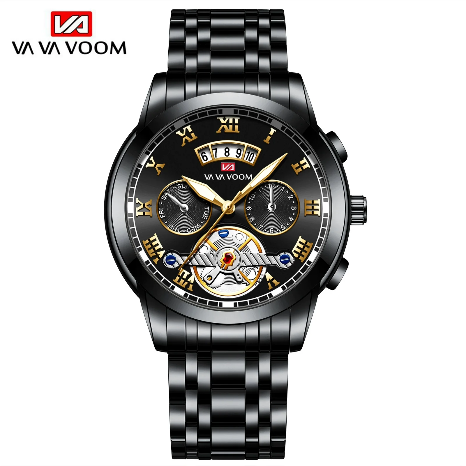 Men's Stainless Steel Business Round Dial Waterproof Quartz And Tourbillon Watch - Image 10