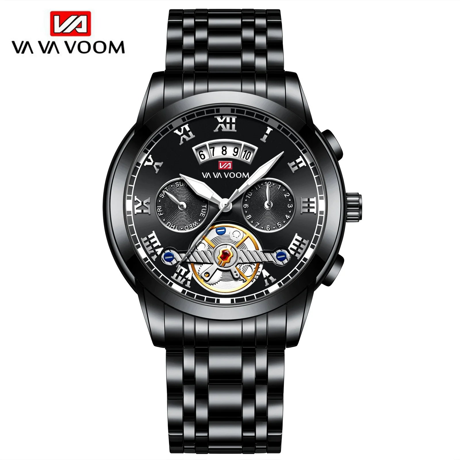 Men's Stainless Steel Business Round Dial Waterproof Quartz And Tourbillon Watch - Image 11
