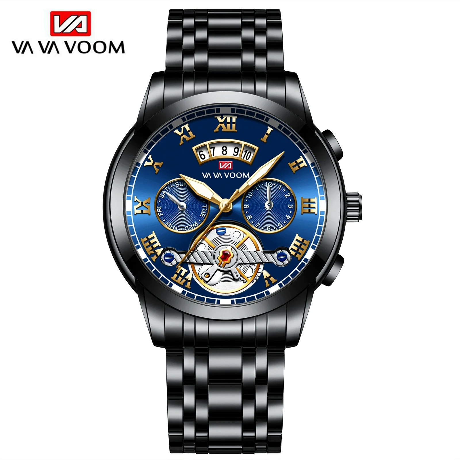 Men's Stainless Steel Business Round Dial Waterproof Quartz And Tourbillon Watch - Image 12